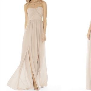 Strapless Georgette Gown, Size 8, color Cameo